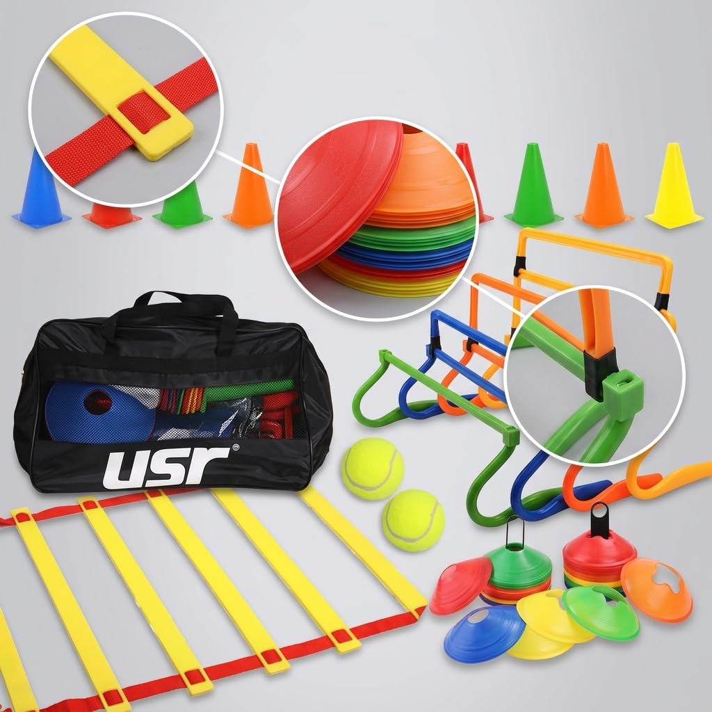 Set Allenamento Calcio Velocità, Set Portatile con Ostacoli Sportivi, per giardino, Set da allenamento 3