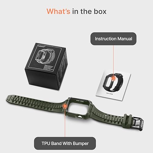 Miniatura 6 de Fullmosa - Correas compatibles con Apple Watch de 45 mm y 44 mm Series 987654SE3SE2SE, correa de TPU resistente para iWatch de grado militar con