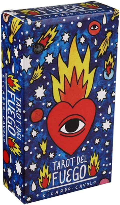 GROOMY Tarot 78 Pieces Tarot Del Fuego Cards Spanish Board Game Oracle Deck Electronic Guide Book