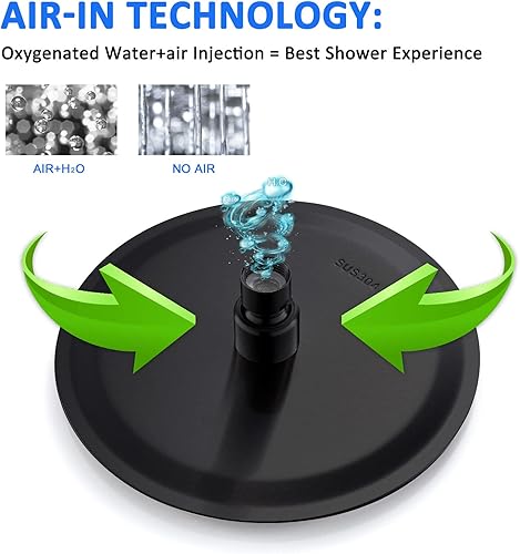 Miniatura 4 de POPFLY Juego de grifo de ducha negro, sistema de ducha de lluvia de baño con cabezal de ducha de 8 pulgadas, kit de molduras de ducha de una sola