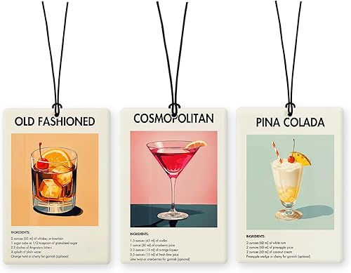 Miniatura 16 de Lacama Ambientador de Aire para Coche Retro Moderno con Guepardo 3 Piezas, Aromas para Coches con Lazo Negro Coquette, Labios con Estampado de