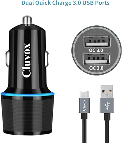 Miniatura 2 de Fast USB Car Charger for Samsung Galaxy A55/A54/A53/A50/A15/A14/S25/S24/S23/S22/S21 Plus/Ultra/S10/S9/S8/Note 20/A10S/A21/A31/A51 Quick Charge 3.0