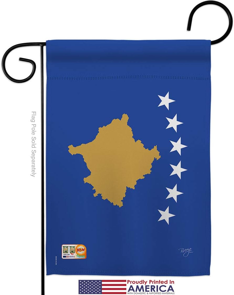 Kosovo Garden Flag Set Wall Holder Regional Nationality Nation International World Country Particular Area Small Decorative Gift Yard House Banner Made In USA 13 X 18.5