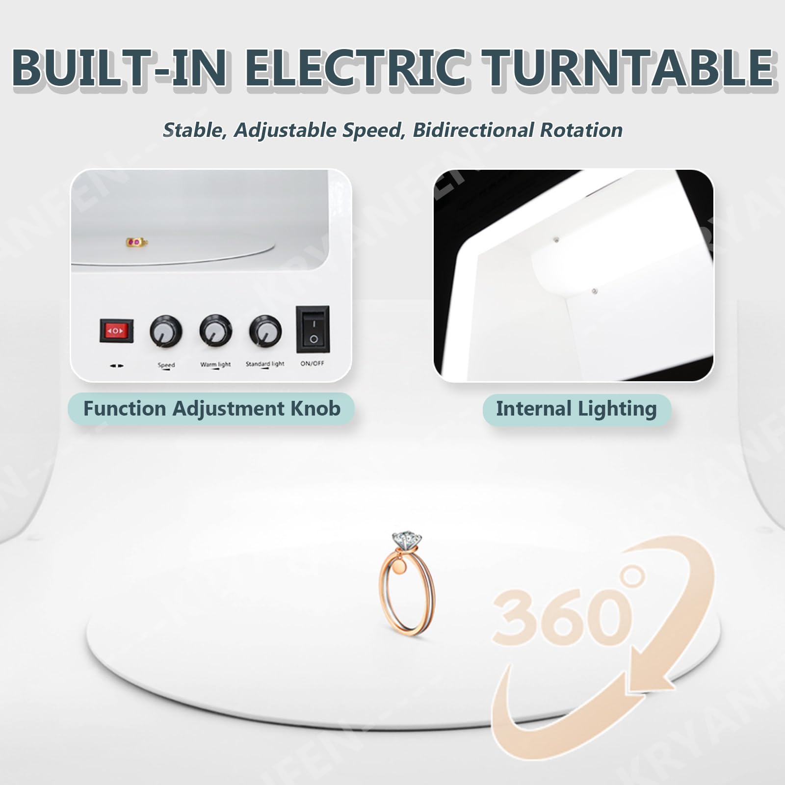 Caja de Luz para Joyas Caja de Luz Fotografía,4 Led CRI>92,Alimentación Segura 12V,Apertura Superior para Brillo,para Artesanos de Joyas y Vendedores Particulares White+Black-20cm