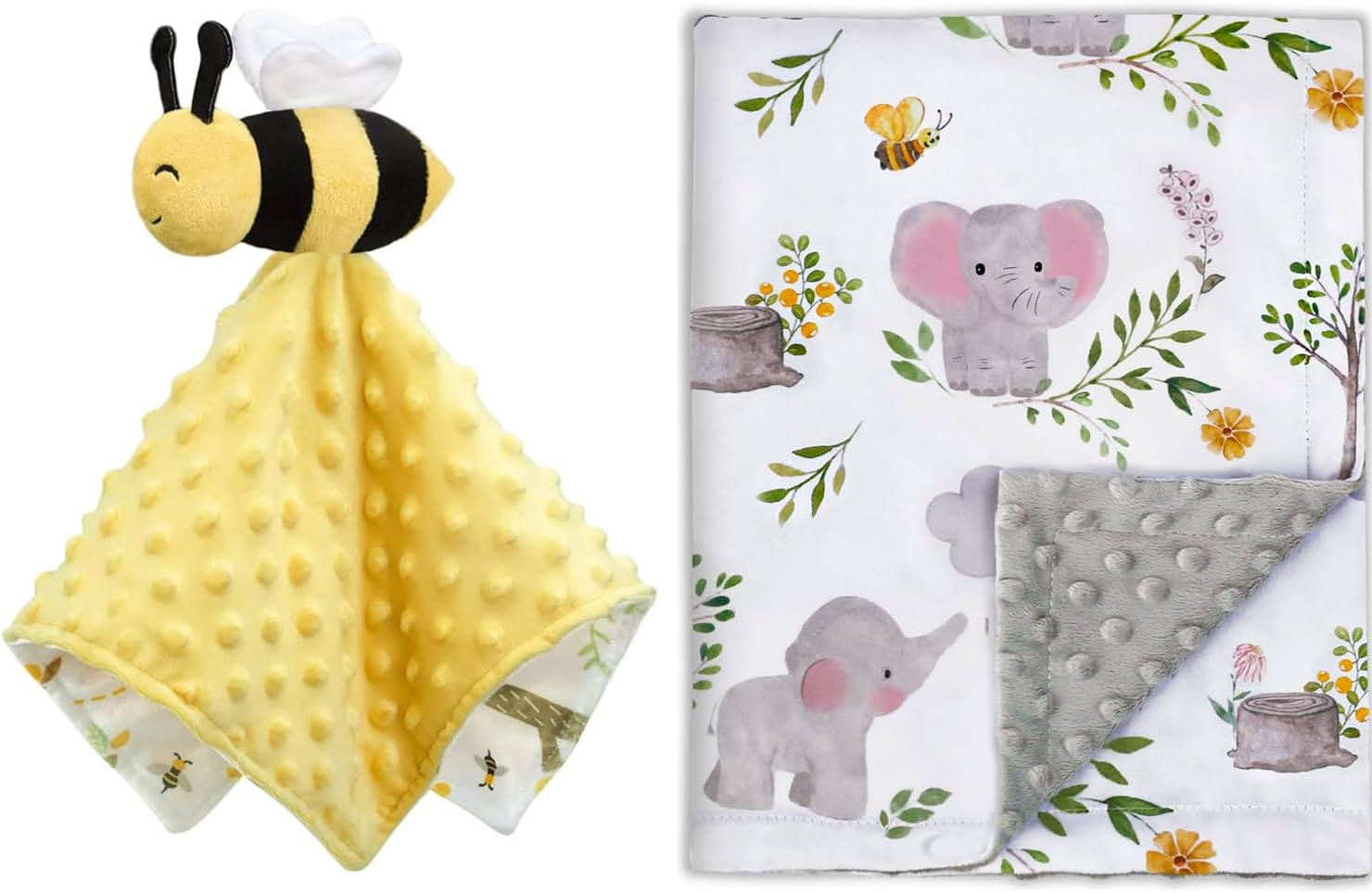 Baby Security Blanket+Blanket Soft Lovey Unisex Gifts for Newborn Boys and Girls Snuggle Toy Baby Bee Stuffed Animal