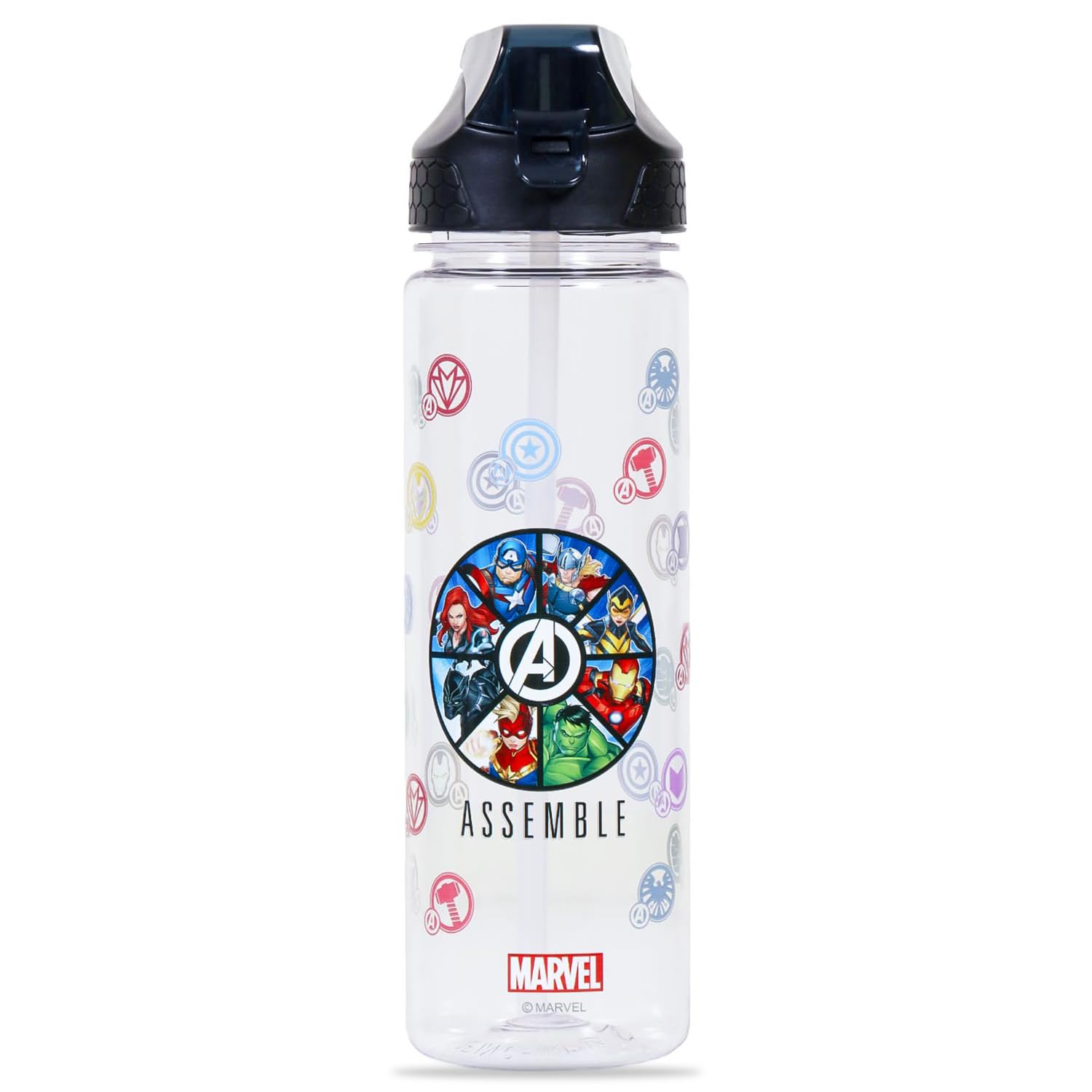 Eazy Kids Marvel Avengers Assemble 2-In-1 Tritan Water Bottle - (650ml), Pink