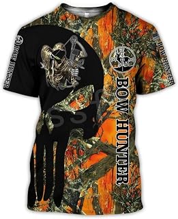 XKYDYF Unisex 3D T-Shirts Animal Bow Deer Hunter Hunting Camo Graphic T Shirts Fashion Harajuku Unisex 3D Print Summer Streetwear T-Shirts