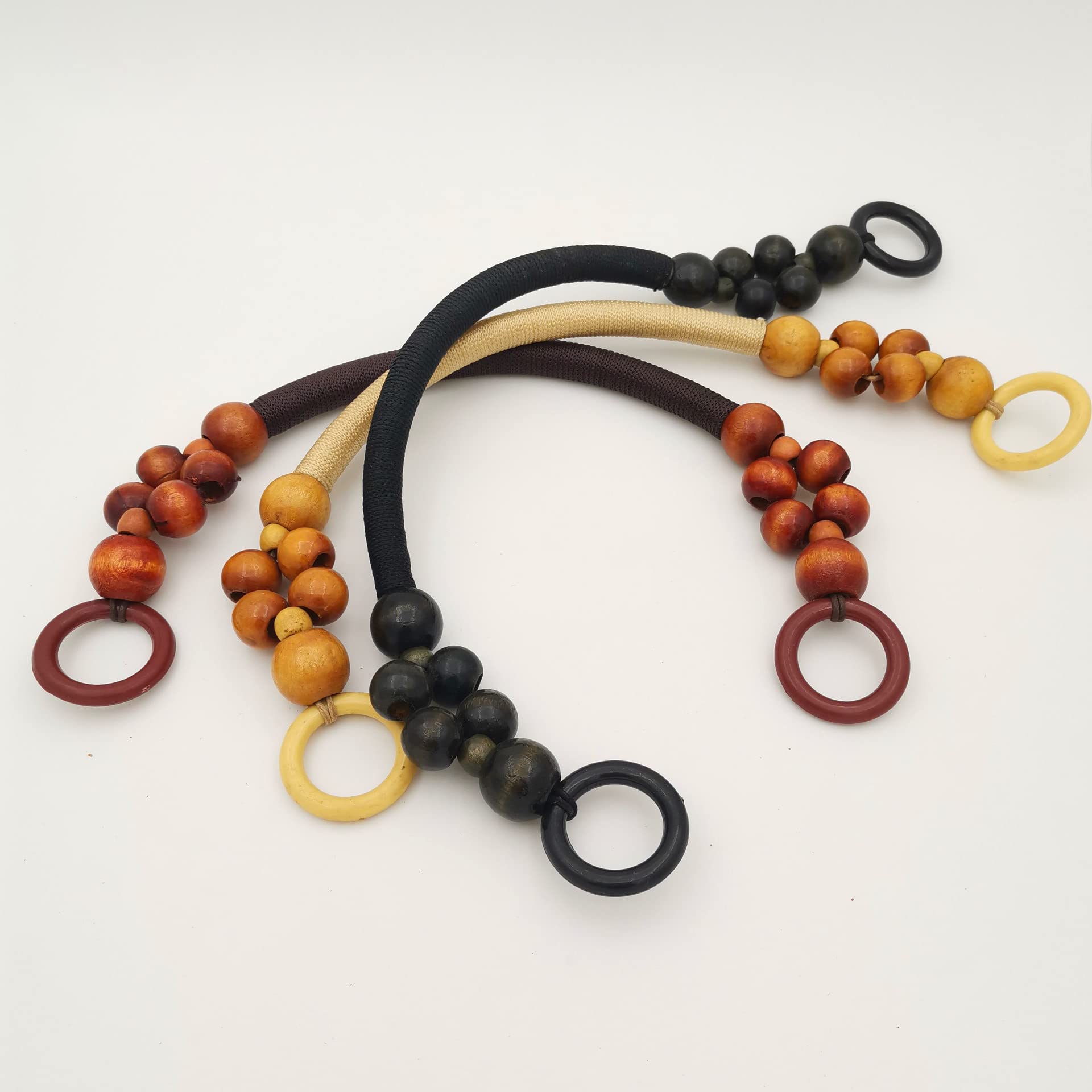 Poignées De Sac En Bois Avec Perles - Longueur 48,3 Cm - Marron Foncé - Lot De 2 Pièces - Pour Fabrication/réparation De Sacs à Main