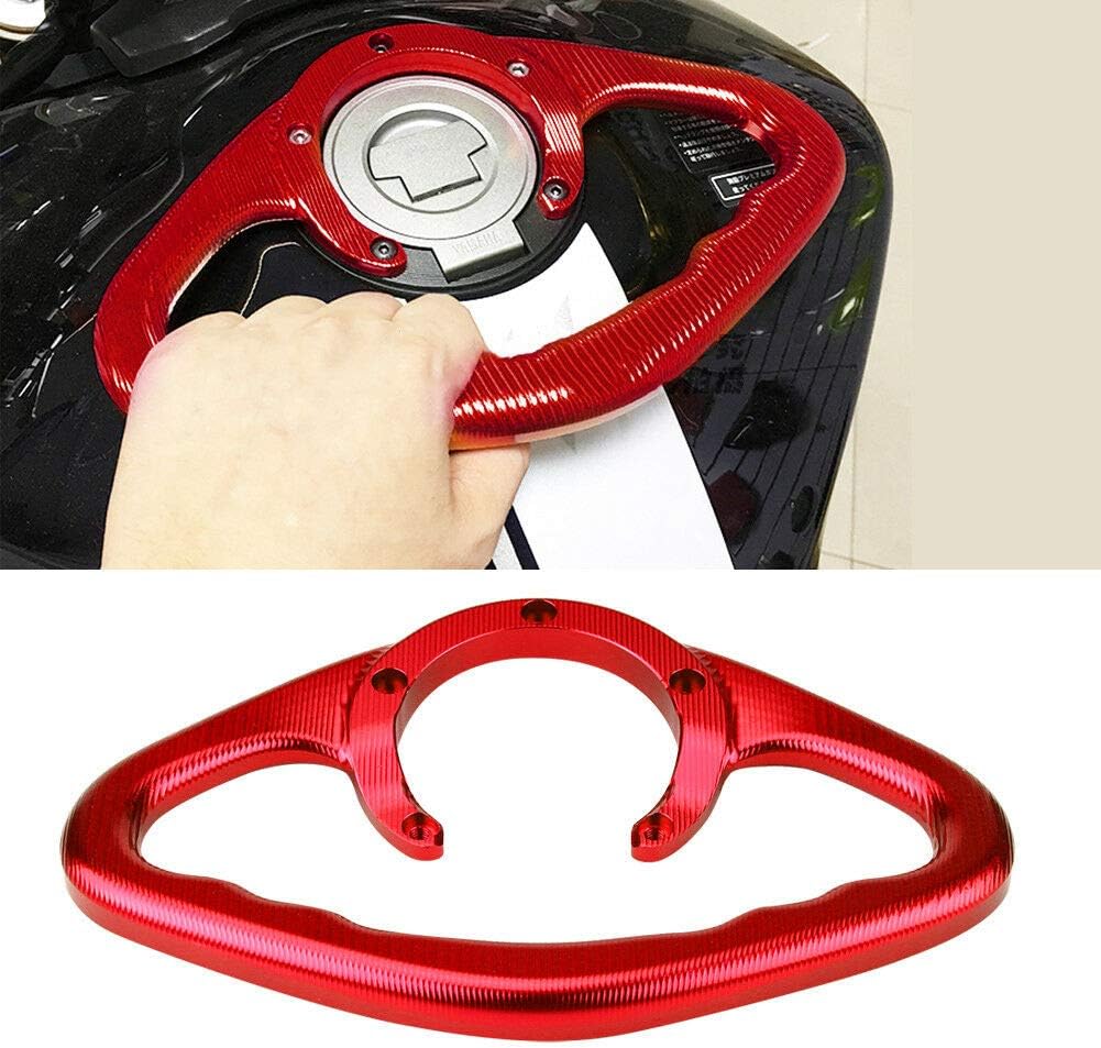 Motorcycle CNC Passenger Front Hand Grip Fuel Tank Armrest Grab Bar Handles 5-Hole for Suzuki GSXR400 600 750 1000 1300 2004-2017 (Red)