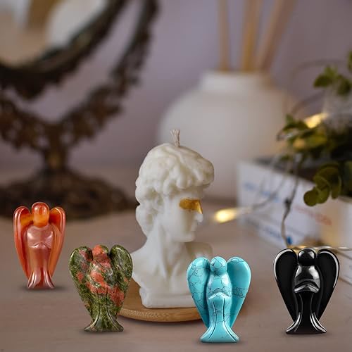 Miniatura 7 de Toomwvvy Figura de cristal de ángel tallada de 2 pulgadas, adorno de estatua de cristal de guardián Reiki, cristales curativos para San Valentín,
