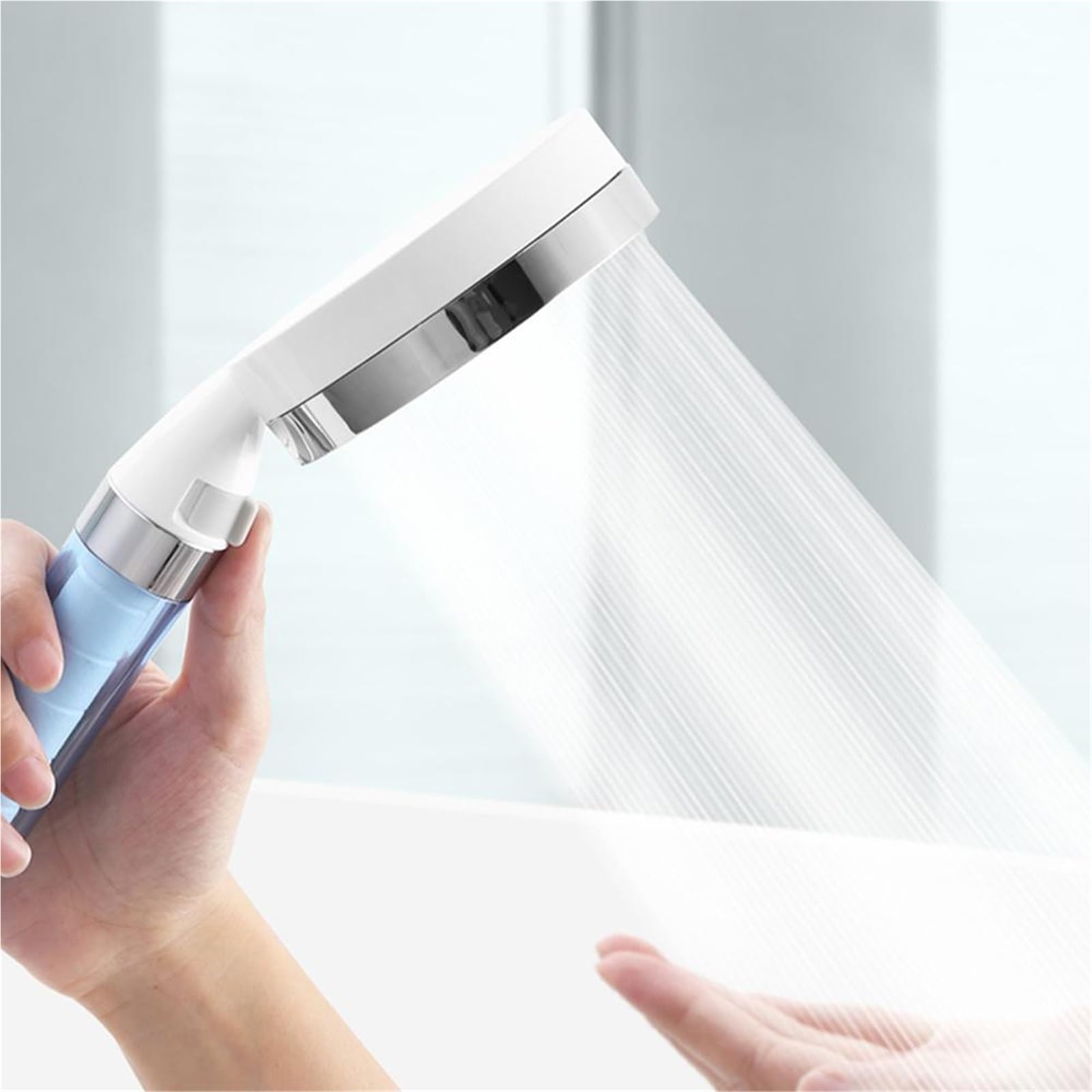 Cabezal de ducha alta presión, cabezal mano, filtro iónico, ahorro agua, Spa for baño, cromado Para Baño(Silver)