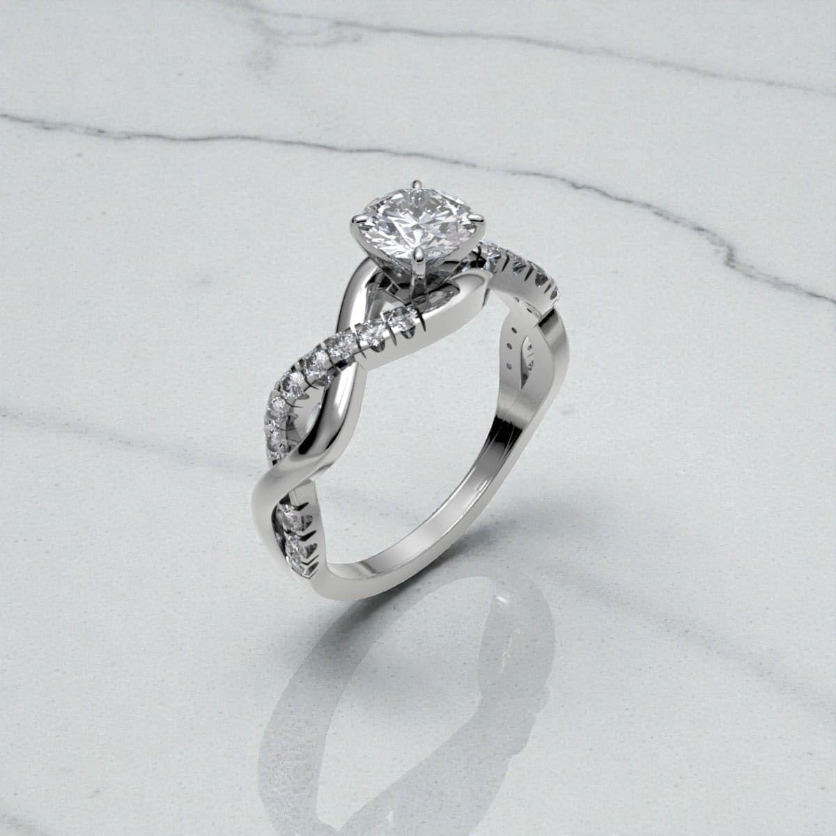 JEWELS FORUM 14K Gold 0.70cts Lab Grown Diamond Engagement Ring 0.55cts Certified Solitaire Diamond Split Shank Setting Infinity Anniversary Wedding Band Ring For Women (Color-GH, Clarity-VS1-2)