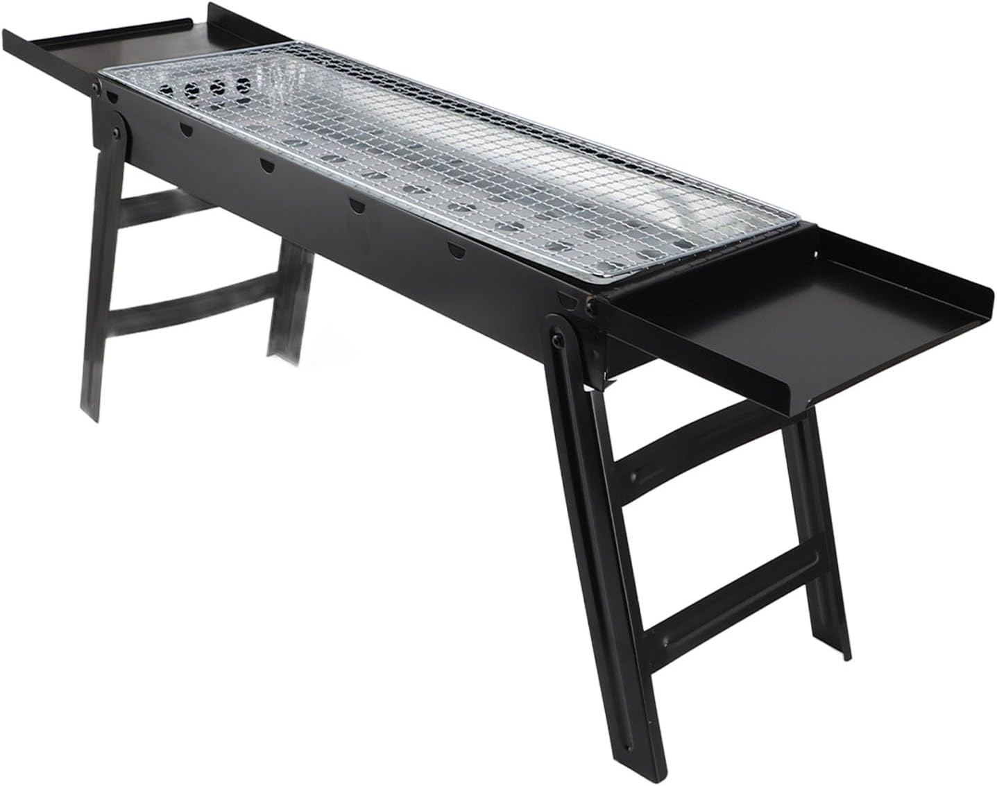 Portable Charcoal Grill, Stainless Steel Folding Pull Out Grill with Good Heat Conductivity for Camping Picnics Parties Garden Beach