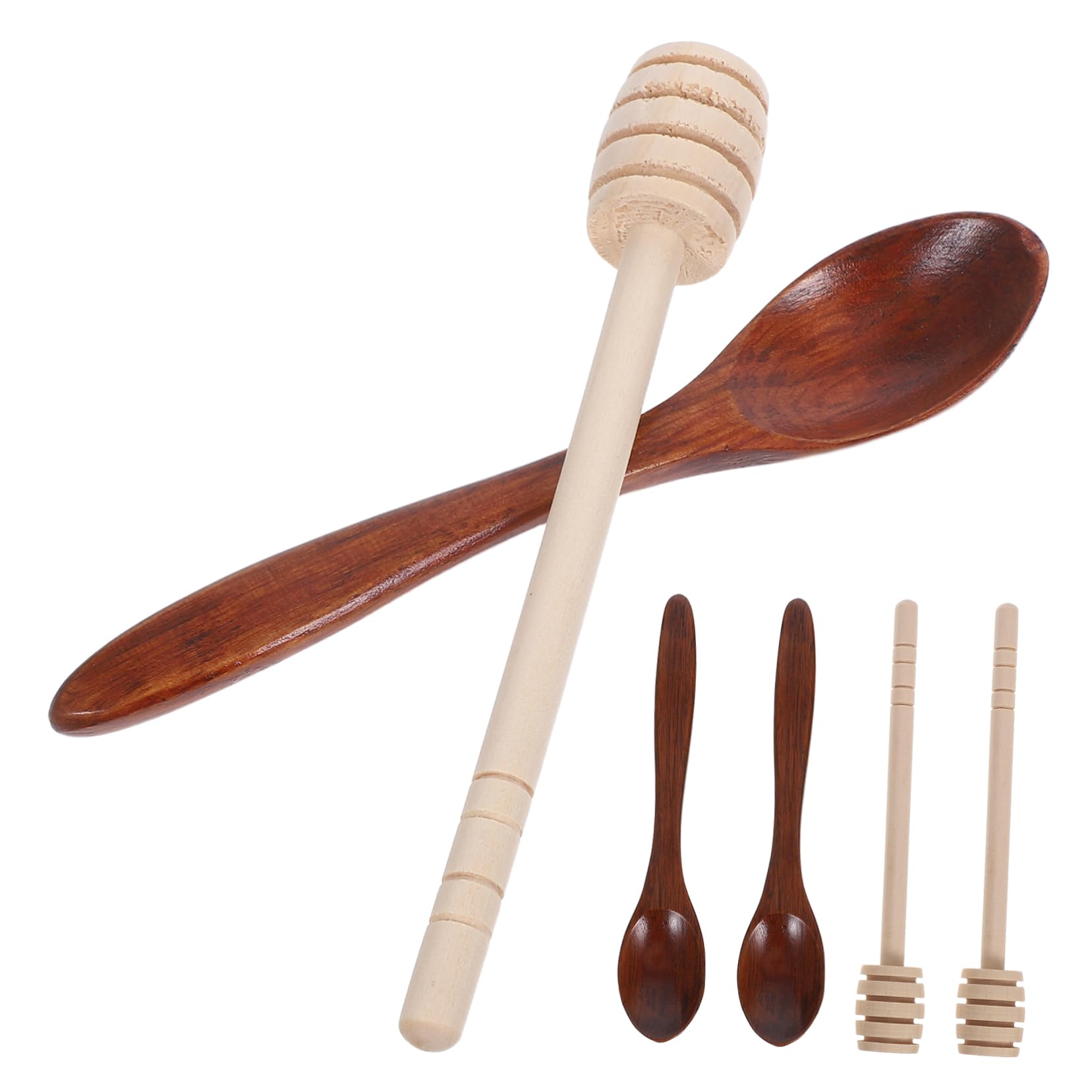 6pcs Wooden Honey Dipper and Spoon for Stirring Honey Tea and Syrups Sturdy Kitchen Utensils for Easy Beverage Mixing and Daily Use