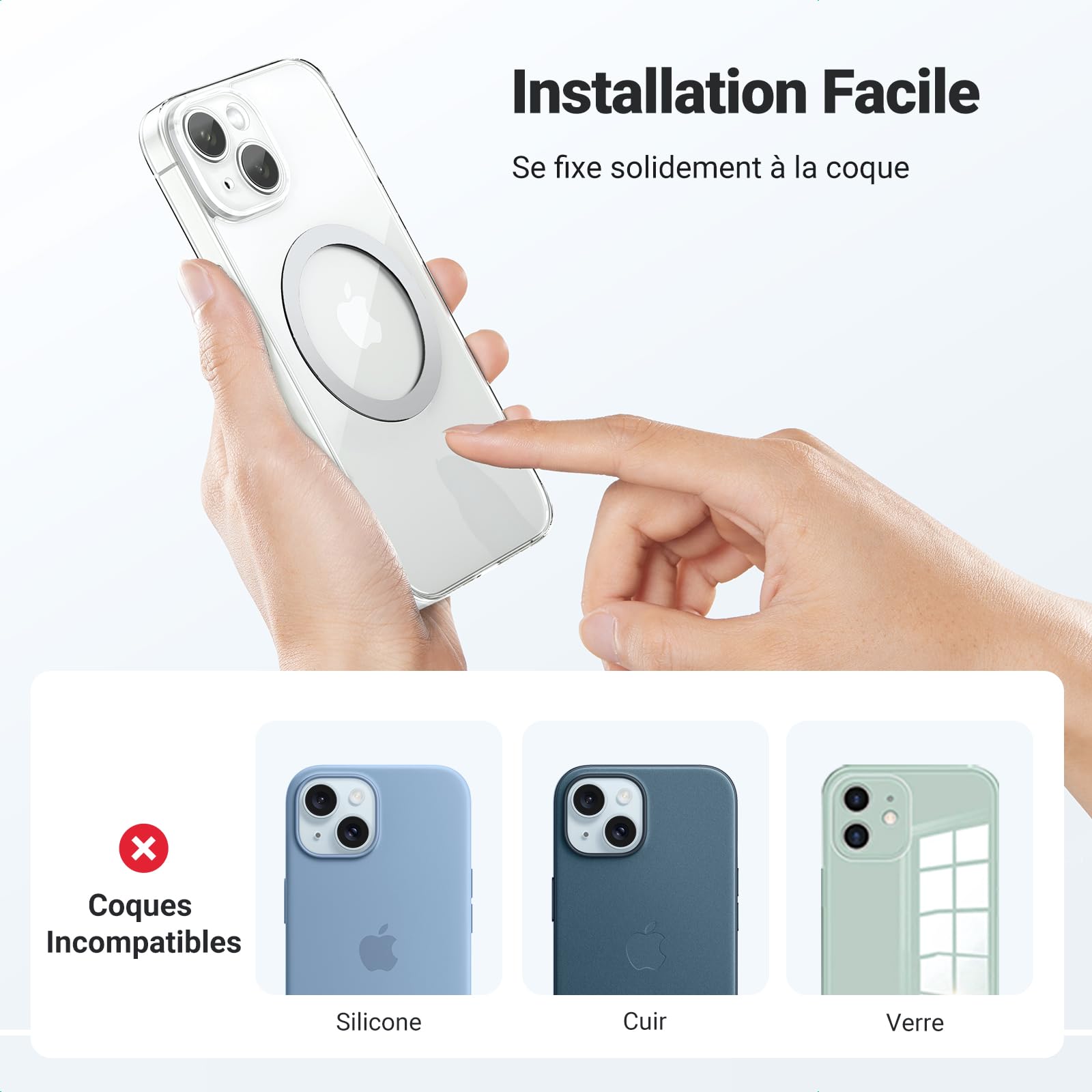 Autocollant Anneau Magnétique Universel – Pour Chargeur Sans Fil Et Support Voiture ! 2 Pièces Or Pailleté