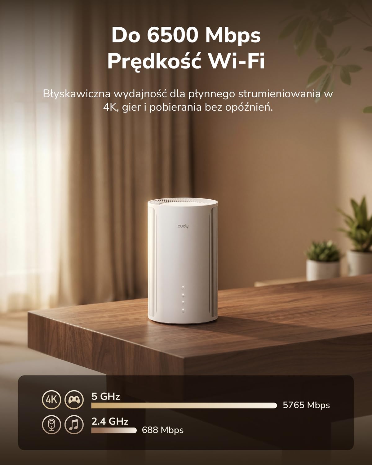Cudy BE6500 WiFi 7 Dwupasmowy System Mesh 140m² 2.5G Router M6500 1-Pak