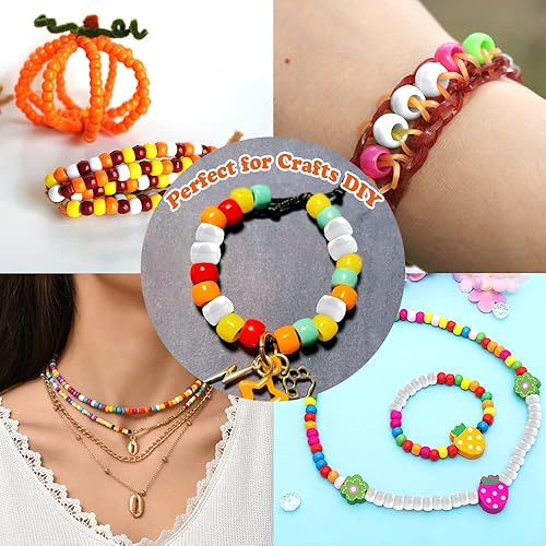 Miniatura 7 de Kit de pulsera de la amistad de 1100 cuentas de pony para hacer joyas y pulseras, cuentas para el cabello y manualidades, cuentas pequeñas Kandi y