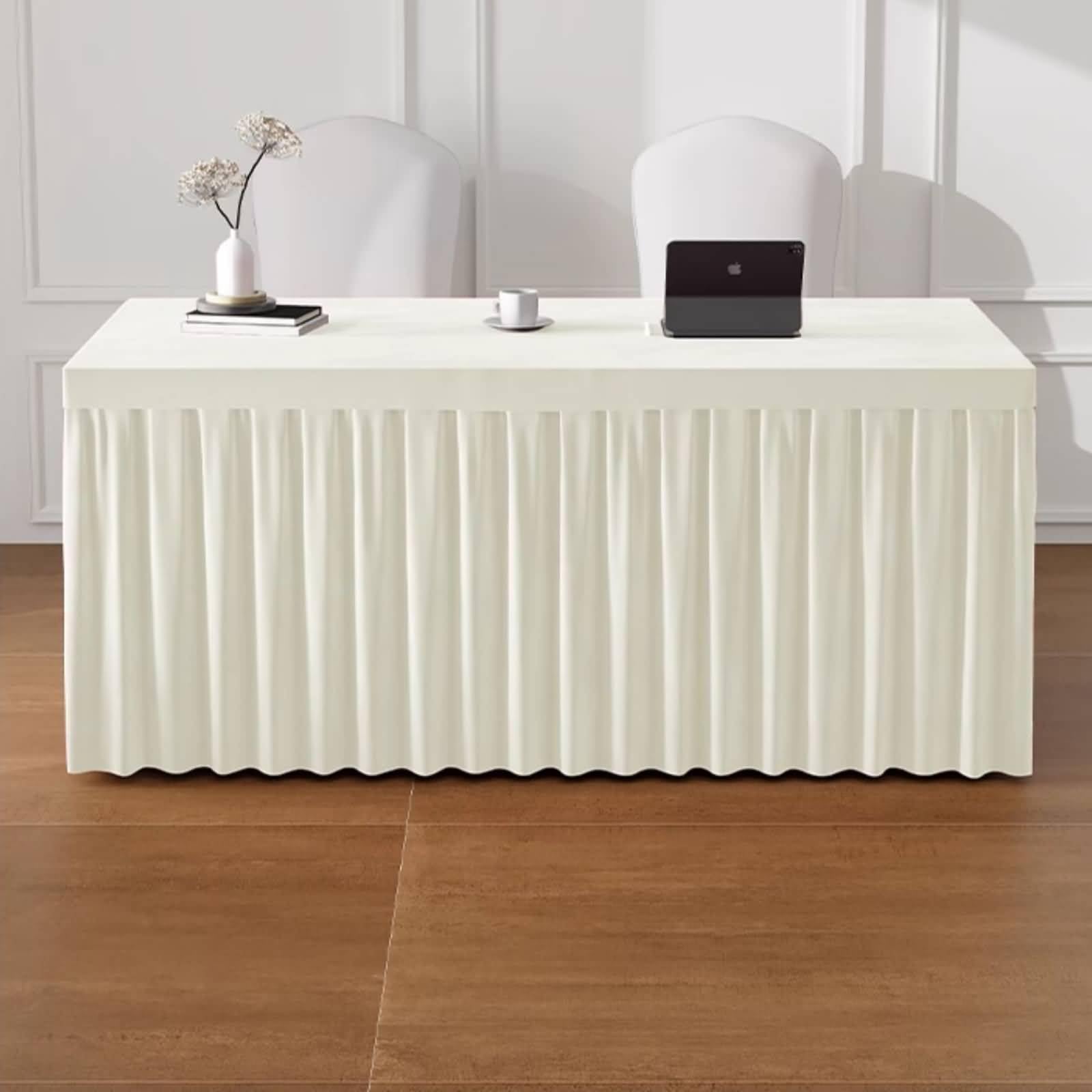 Mantel Rectangular Beige Antimanchas Jardín, Color Sólido, de Terciopelo Elegante, 60 x 240 cm, Mantel para Balcón