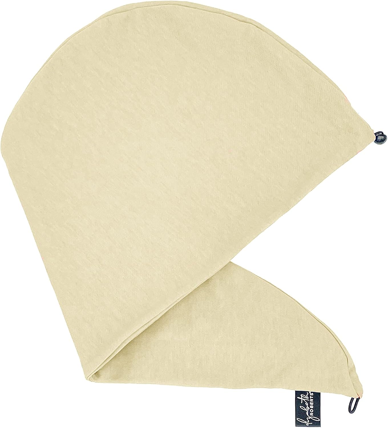 Elizabeth Roberts 100% Cotton T Shirt Hair Towel Wrap Plopping Essential Turban Style Hair Drying Towel for Women and Men All Hair Types and Styles, Cream