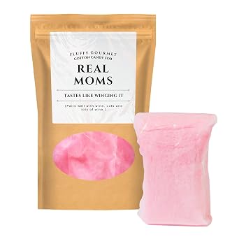 Real Moms Gourmet Cotton Candy - A Sweet Mothers Day Treat by Kepperton Fine Candy Gifts - Winging It with Premium Pink Candy Floss in Individual 1 Oz Bags. Gluten-Free and Made in the USA with Delicious Strawberry Flavor.