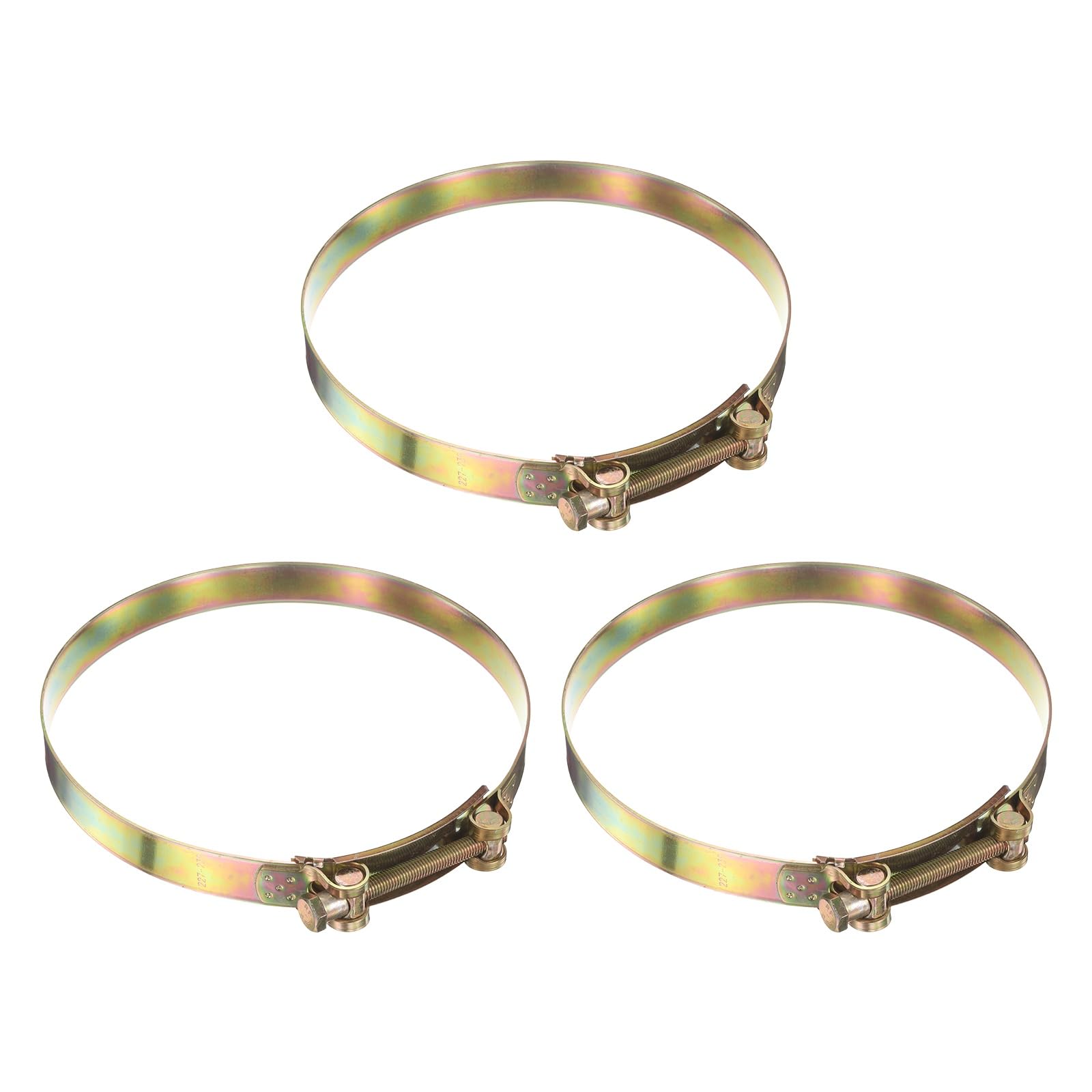 sourcing map 3pcs T-Bolt Hose Clamps 227-239mm (8.94-9.41") Galvanized
