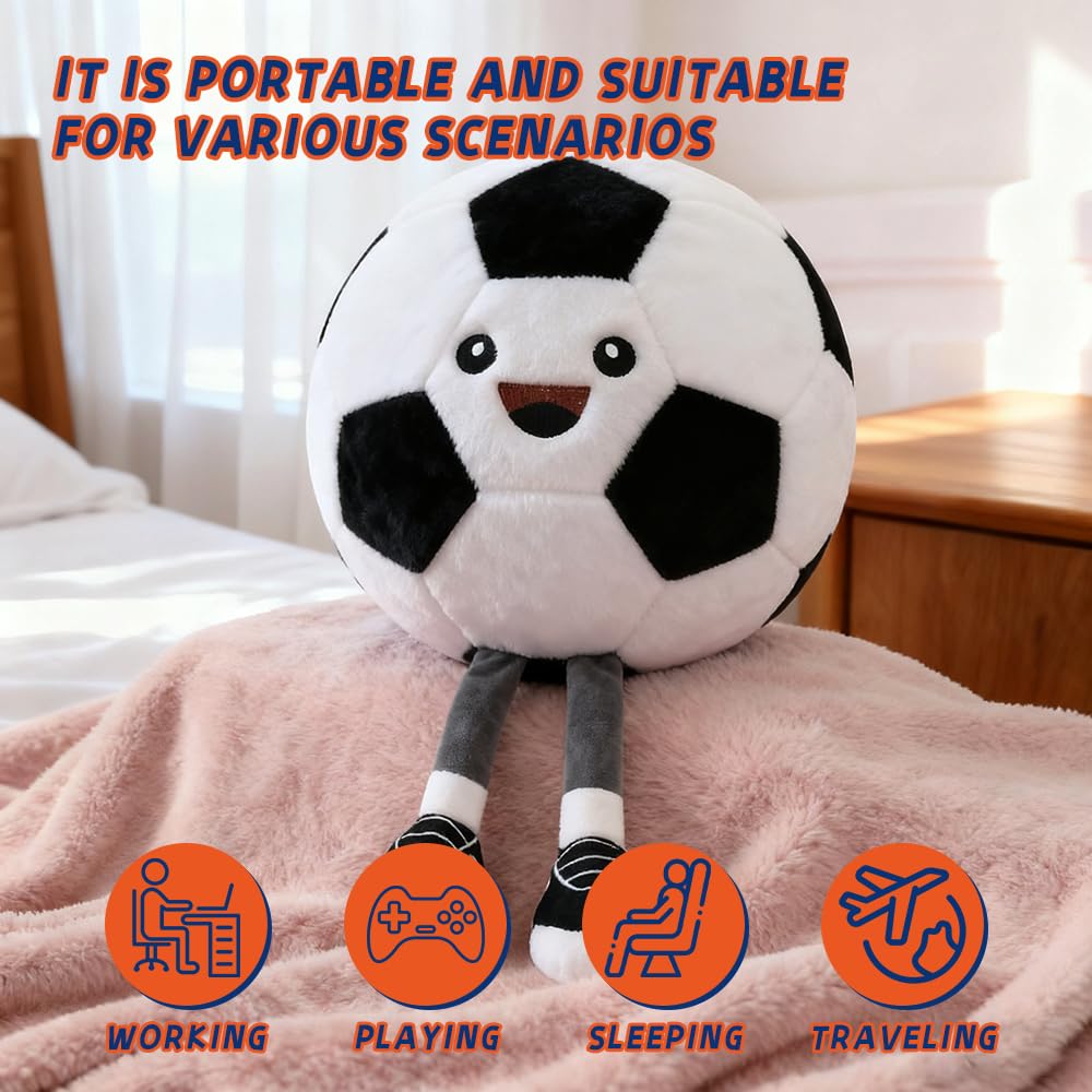 Süßes Fußball Plüsch Kissen, Sport-Style Spielzeug Stofftier für Bett oder Sofa,Cute Soccer Plush Pillow, Practical Sports Throw Pillow and Nice Soccer-Themed Birthday Gift for Football Fans