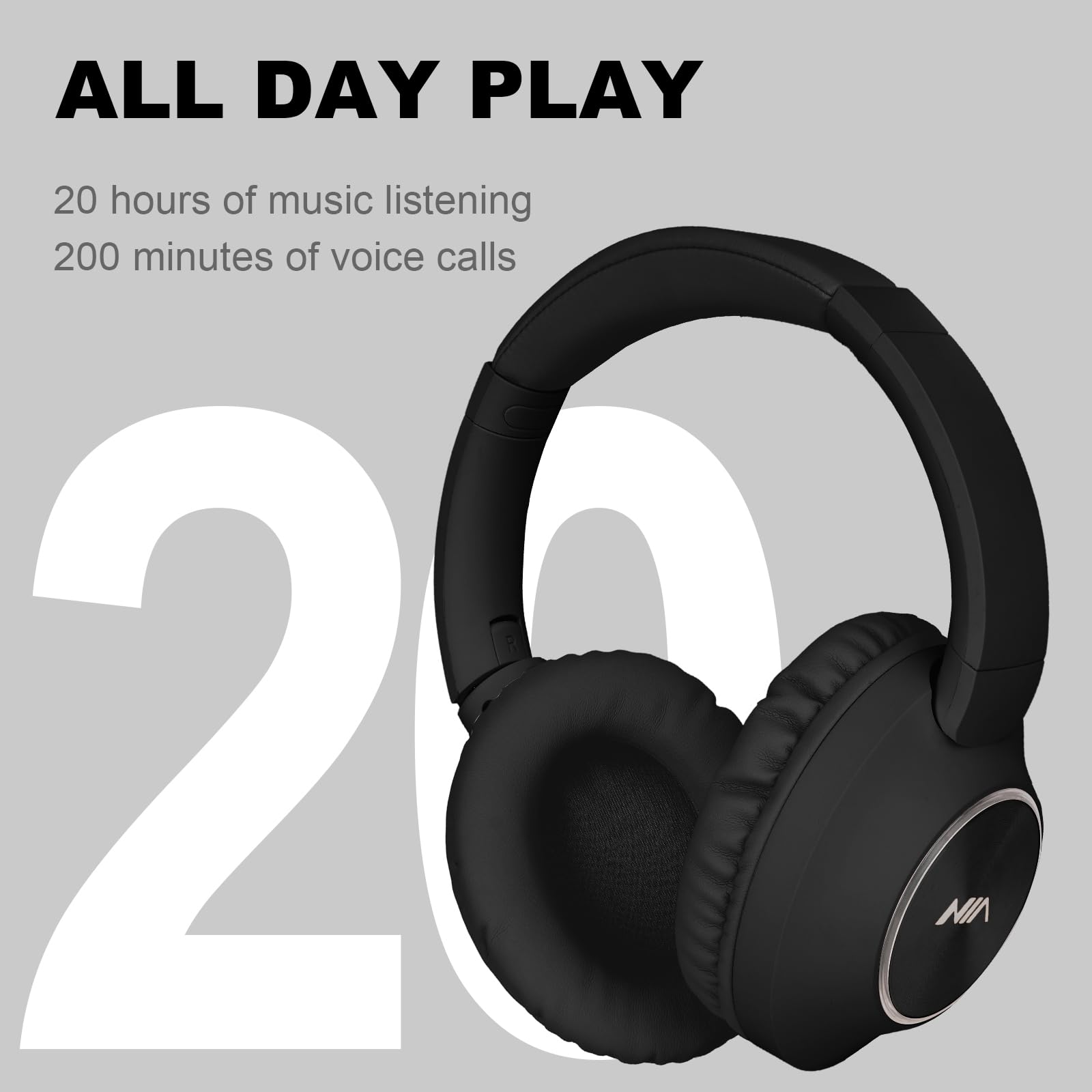 XuanGui Over Ear Bluetooth Headphones, 20H Playtime Wireless Stereo Foldable Headphones with Built-in Mic, FM Radio - Image 3