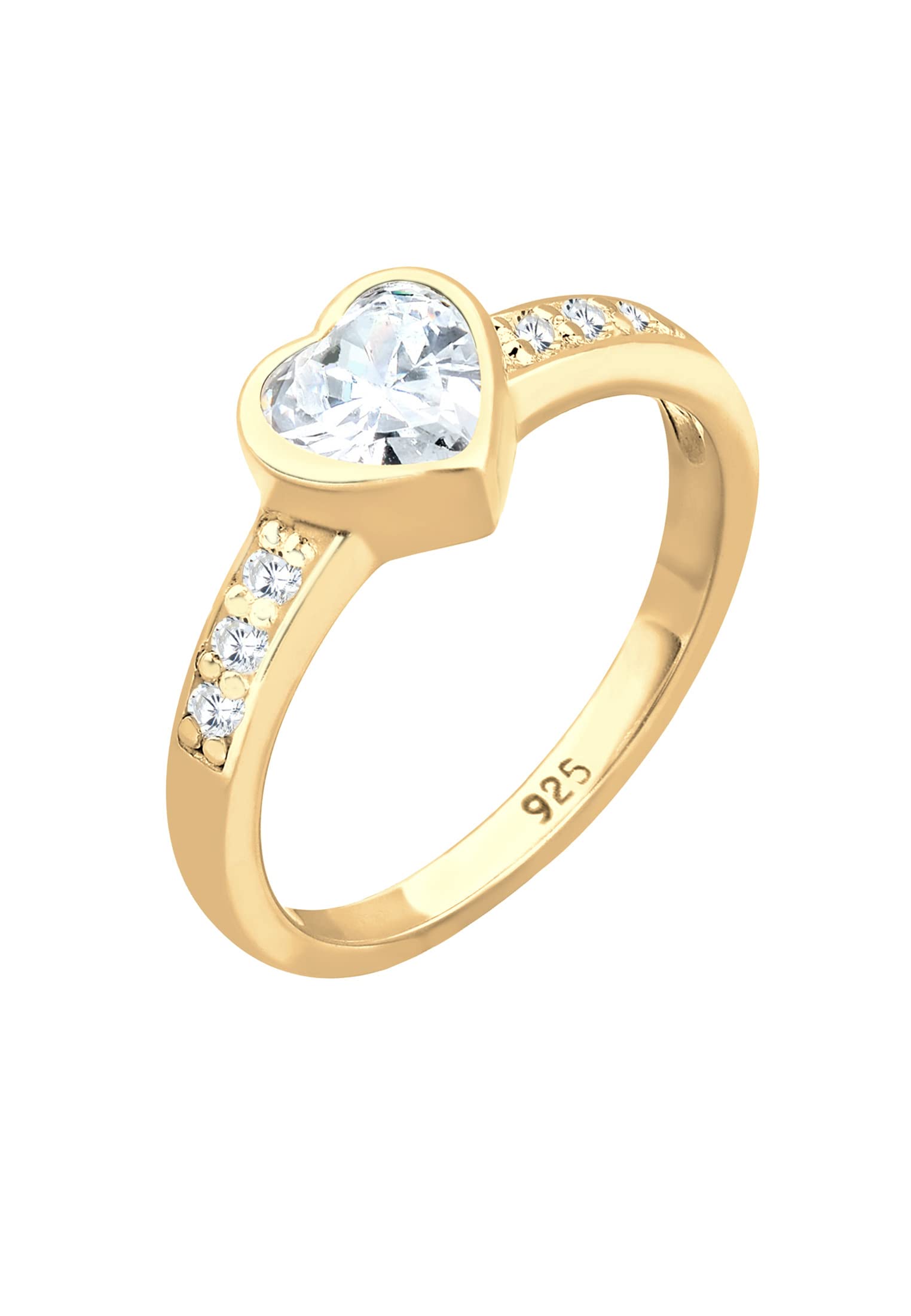 Elli Women's 925 Sterling Silver Xilion Cut Heart Zircon Ring, Size P