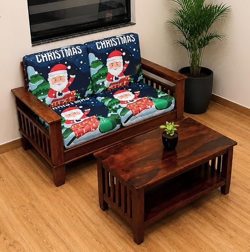 ohello® Stretchable/Spandex Christmas Sofa Slip Cover, Pack of 4 Sofa seat Covers can use for livingroom, Couch, Wooden Sofas & Offices (Green & Blue, SSC_930)