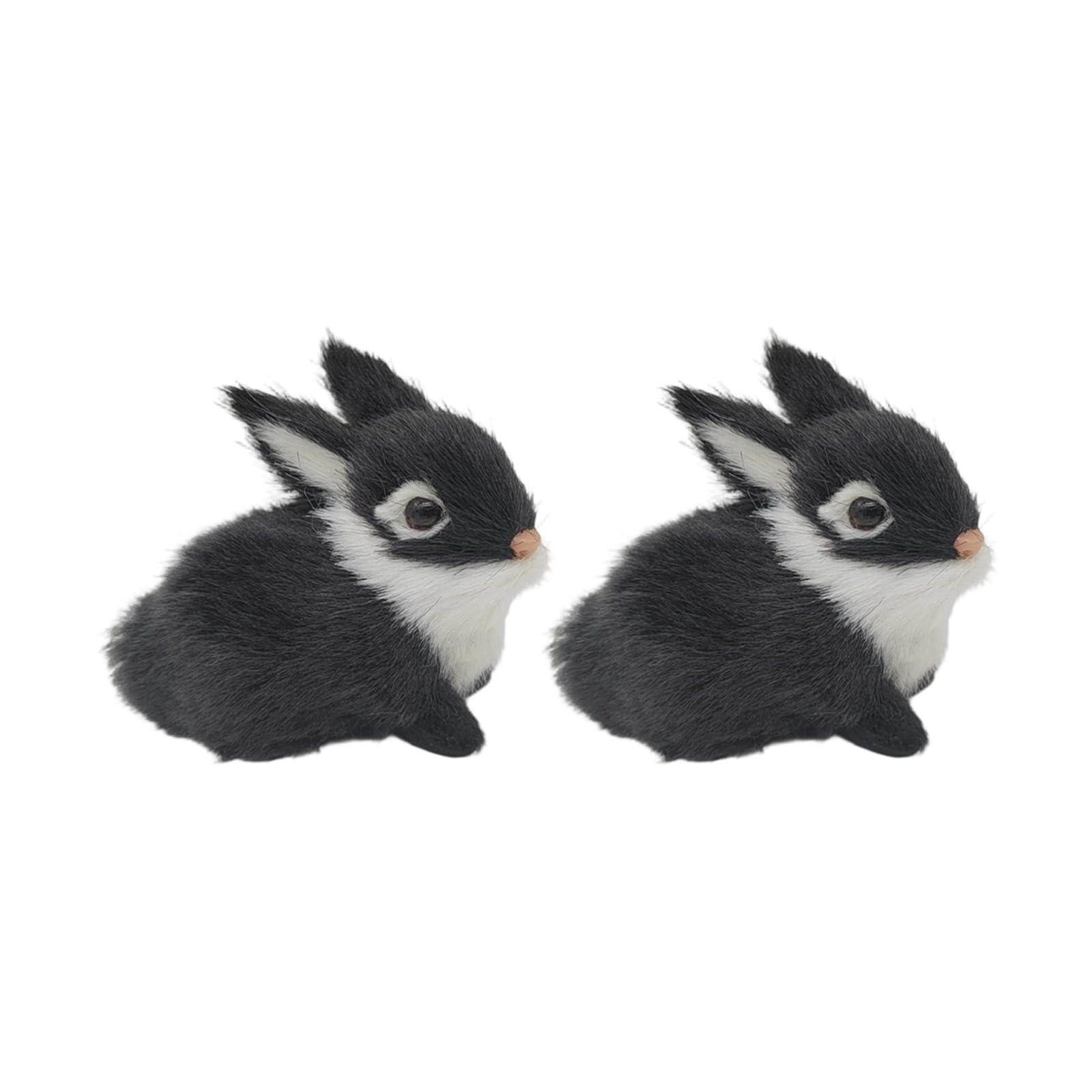 Zbiianxer Black Realistic Plush Rabbits Figurine Stuffed Animal Toy Spring Home Decor Easter Bunnies Statue Farm Animal Statue For Spring Basket