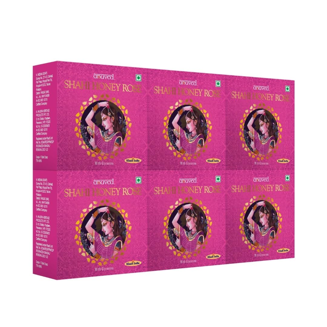 HONEY ROSE AC CLEANSING SOAP 242mL×9 Anuved Shahi Honey Rose Soap | Pack of 6 | 125g Each
