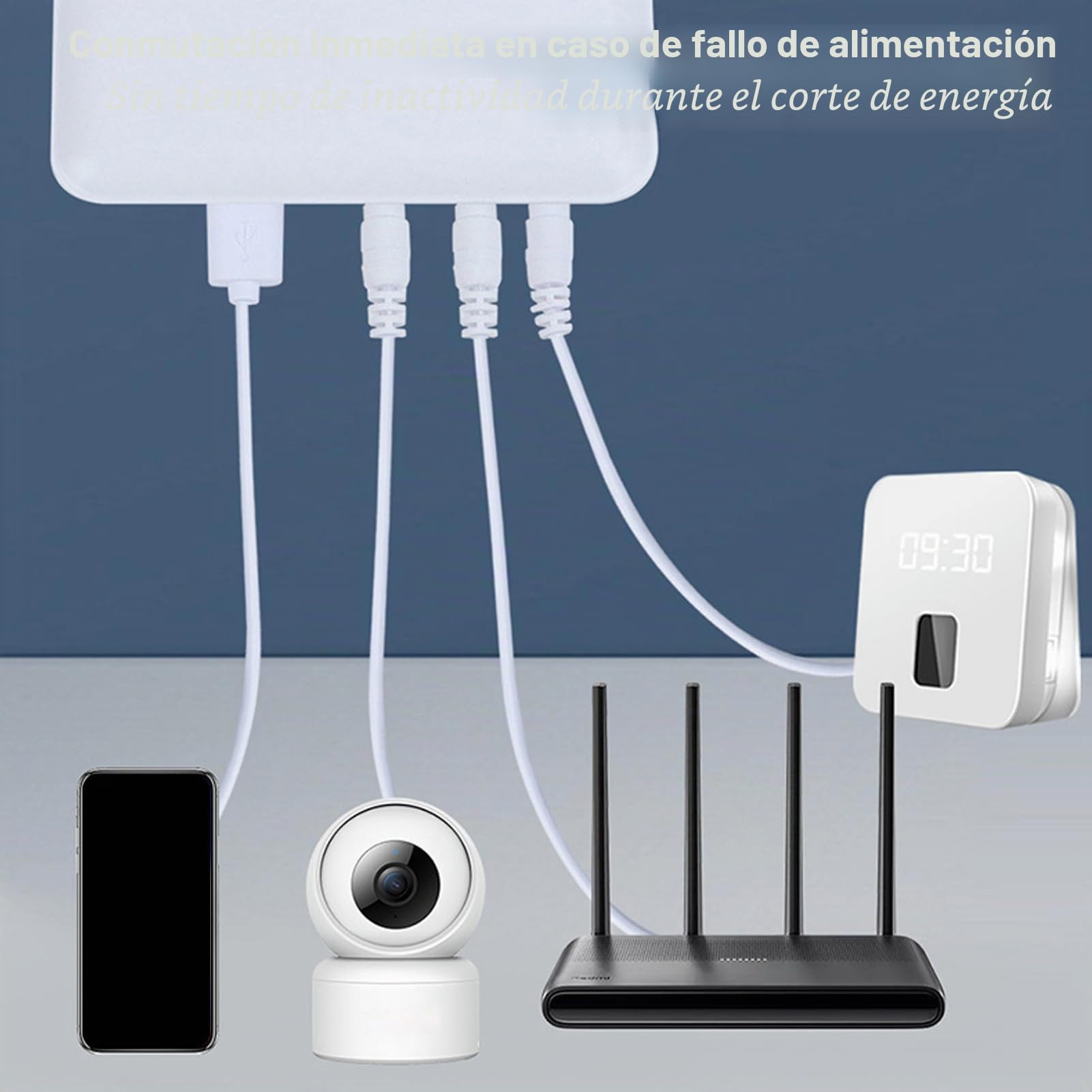 Fuente de Alimentación de Emergencia UPS Backup 6000mAh 5V 9V 12V con Indicador LED y Monitoreo de Batería Compatible con Teléfonos Inteligentes y Módem (Enchufe de la UE)