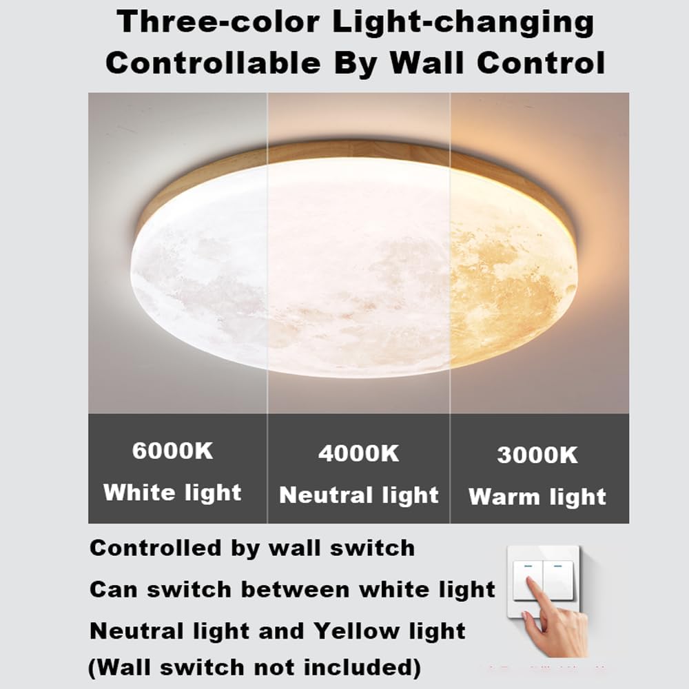 Nordic Moon Ceiling Lamp LED Round Circle Ceiling Light Artistic Ceiling Light Fixtures Modern Minimalist Close to Ceiling Light Anti-Glare Ceiling Sconces for Bedroom Dining Room Passageway