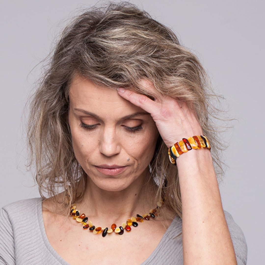 Bracciale da donna in ambra baltica – 100% ambra baltica – perle di ambra lucidate – braccialetti in ambra – perle di ambra reale – anti stress