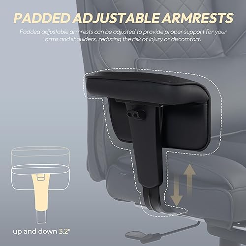 Miniatura 4 de Dowinx Silla de oficina grande y alta con cojín de resorte de bolsillo, sillas de juegos de computadora de respaldo alto con reposabrazos