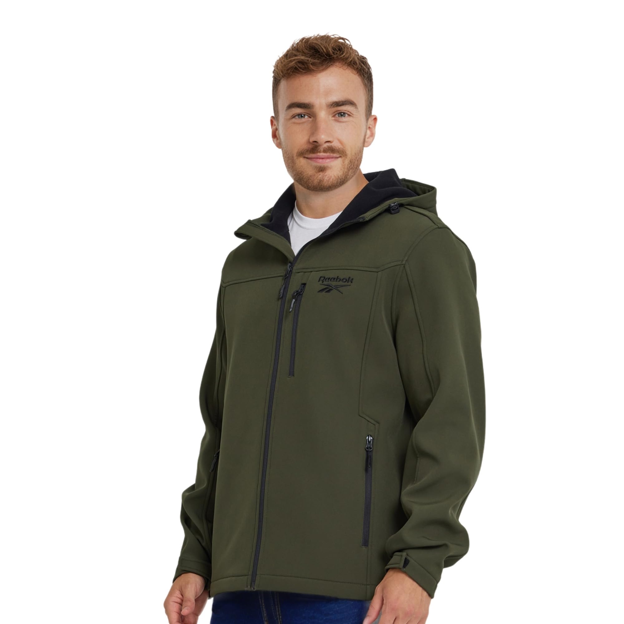 Reebok Waterproof Soft Shell Rain Jacket Men - Rain Coat, Softshell Windbreaker with Hood