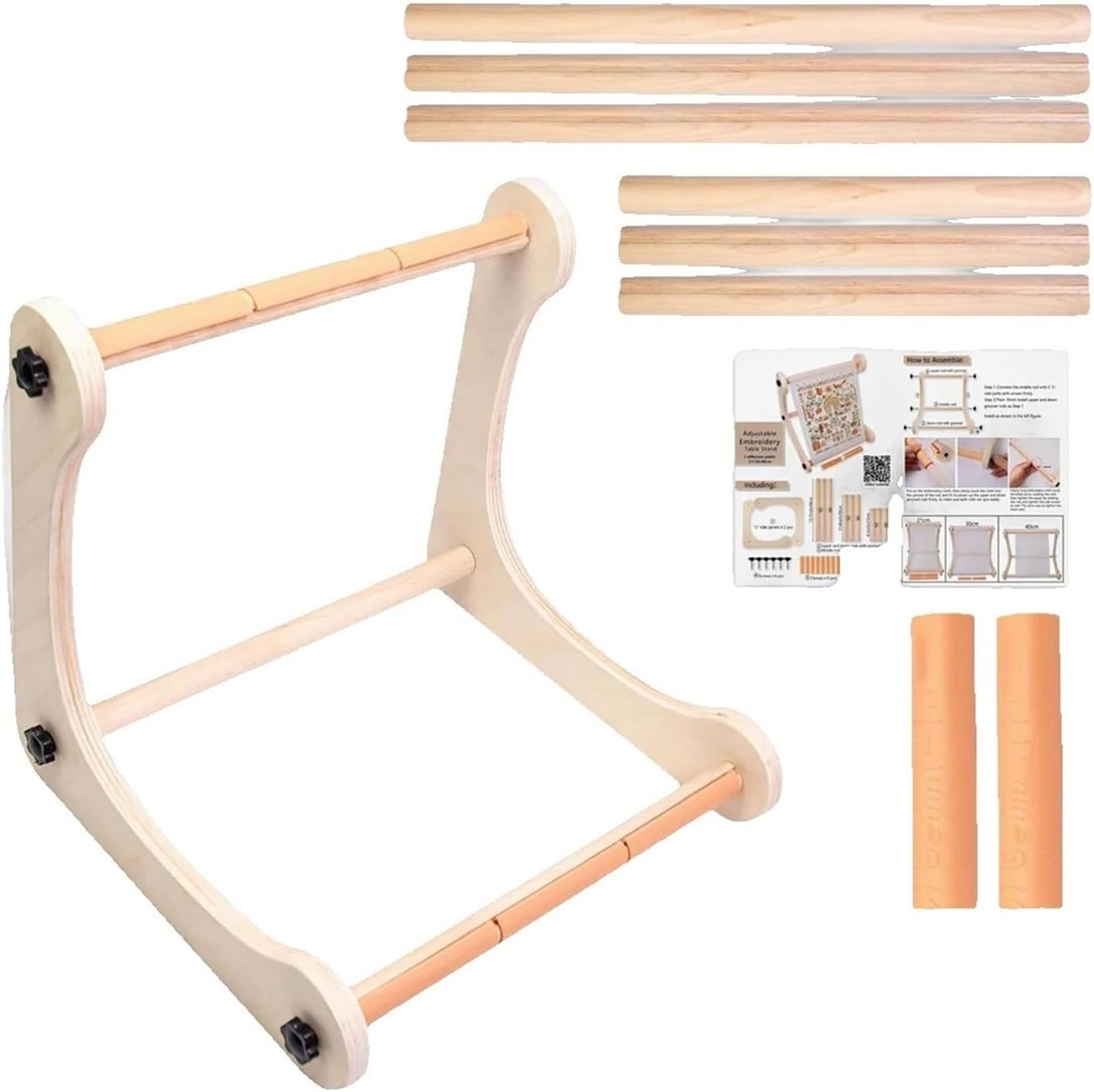 Cross Stitch Frame Embroidery Stand Scroll Frame Adjustable Wooden Support Portable Quilting Stitching Tool for Crafting Pattern Work