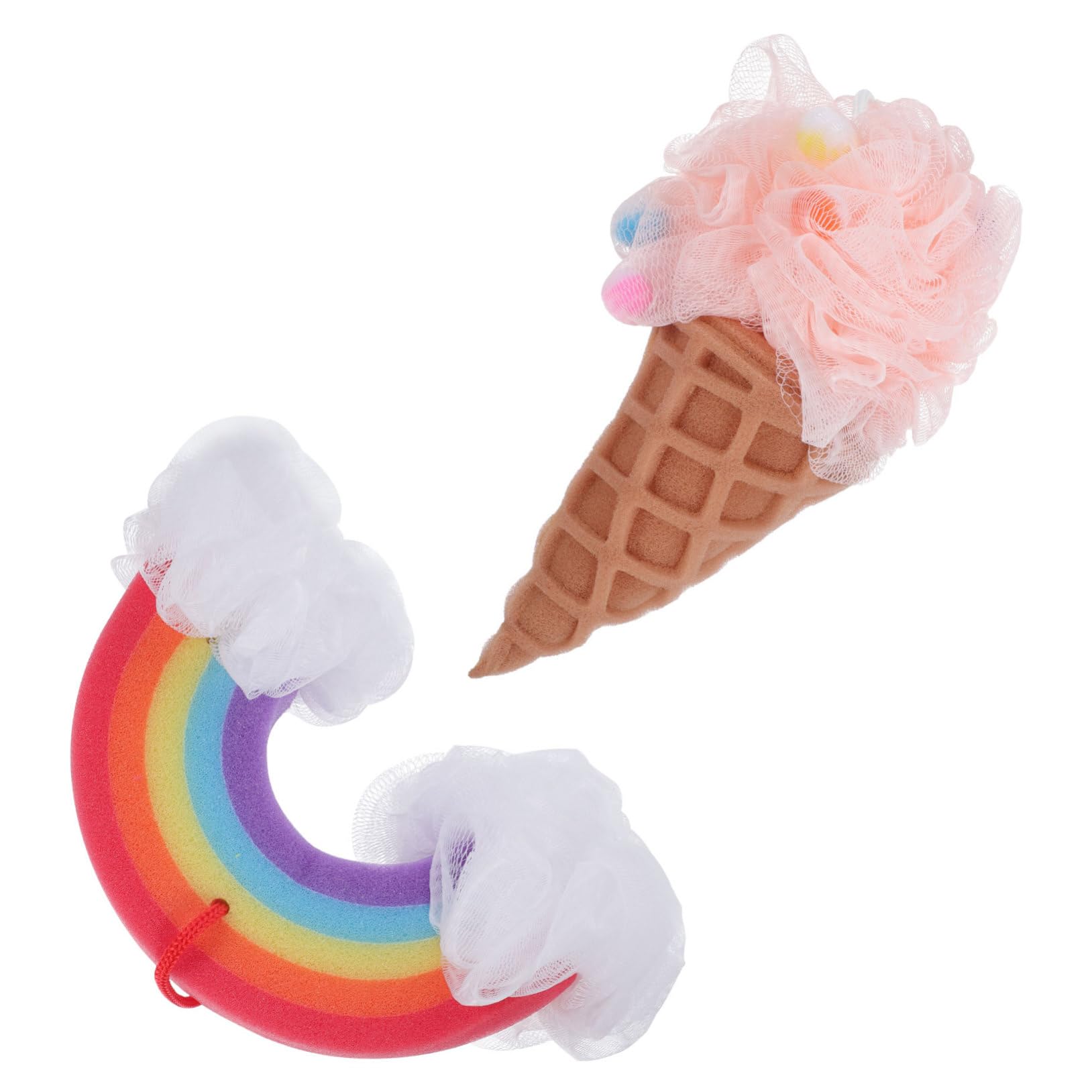 Beaupretty 4piezas Esponja De Forma De Helado Set De Bolas De Baño De Colorida Rainbow Esponjas Exfoliantes Para Bebés y Baño Divertido y Espumoso