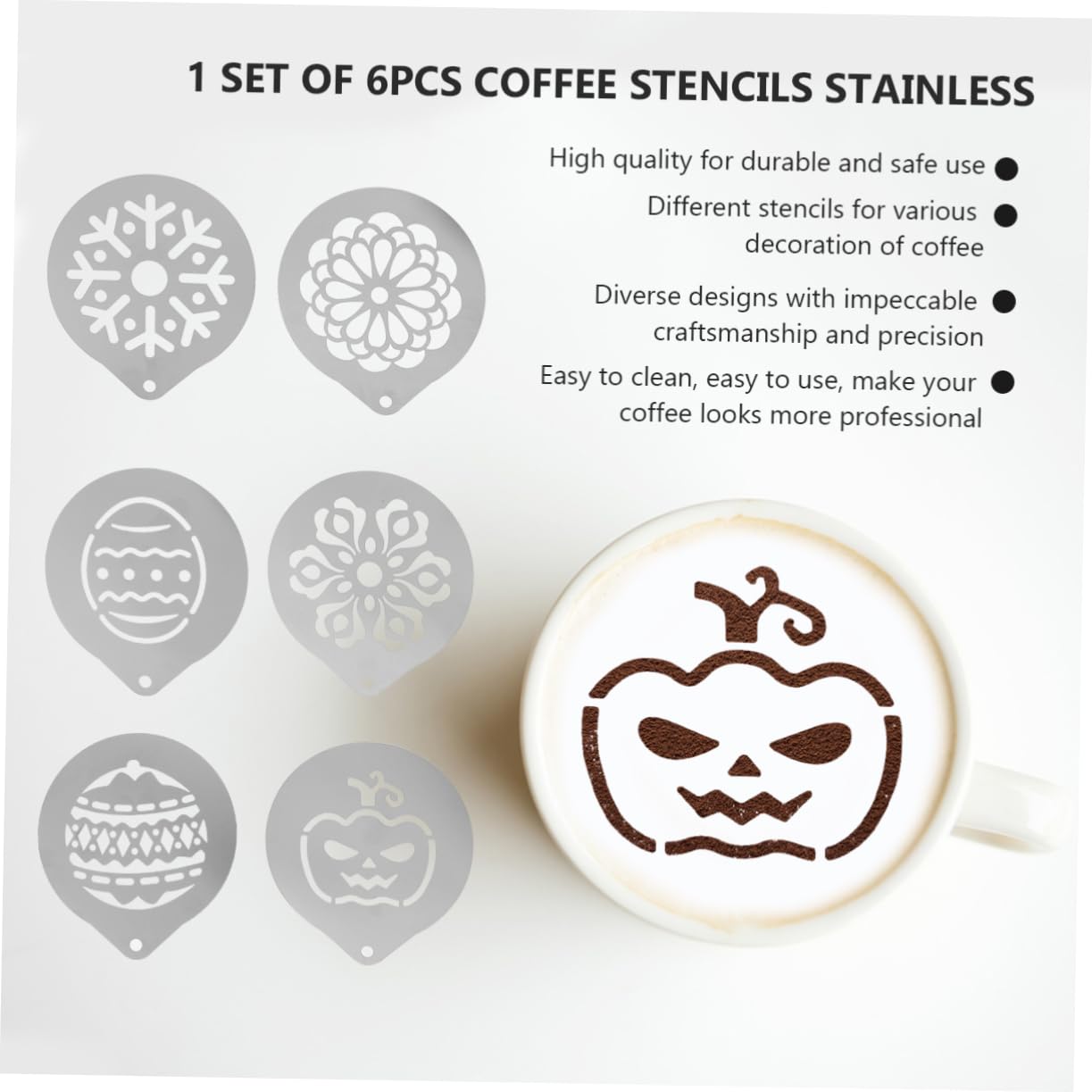 TOPBATHY 3juegos Plantillas De Café Inoxidable Para Decoración De Latte De Para Cappuccino y Café