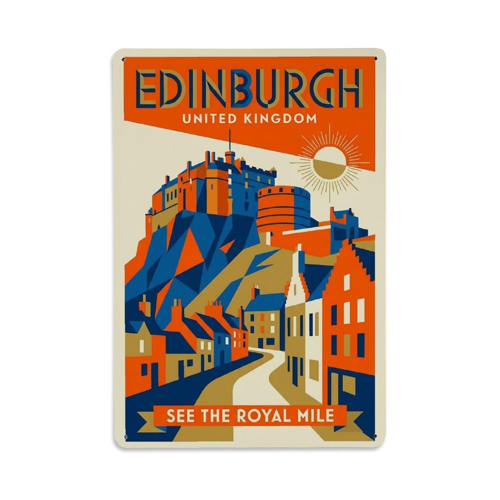 United Kingdom Edinburgh Retro Travel Metal Tin Sign
