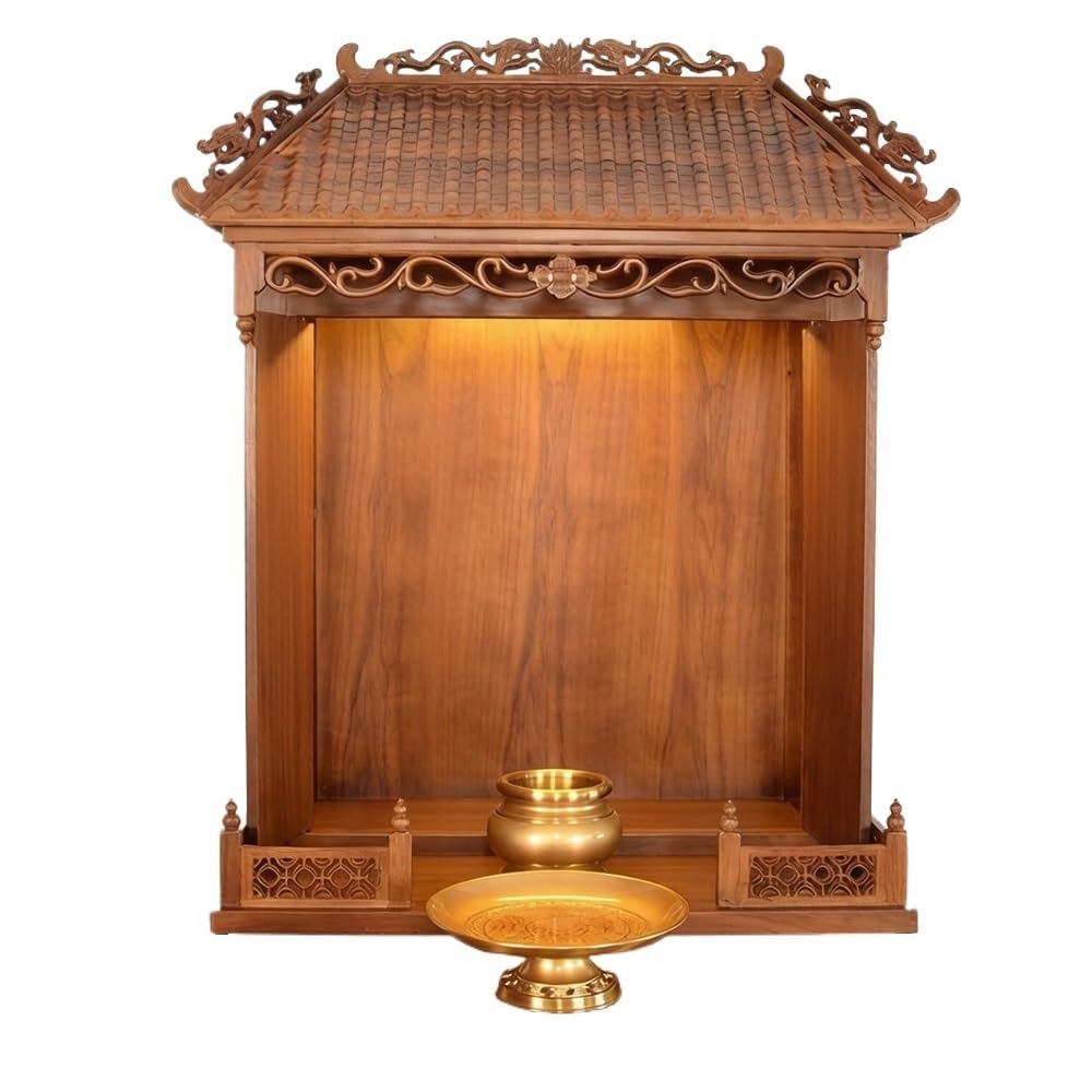 Cenz-888 buddha statue display table Wall-Mounted Wooden Shrine Cabinet