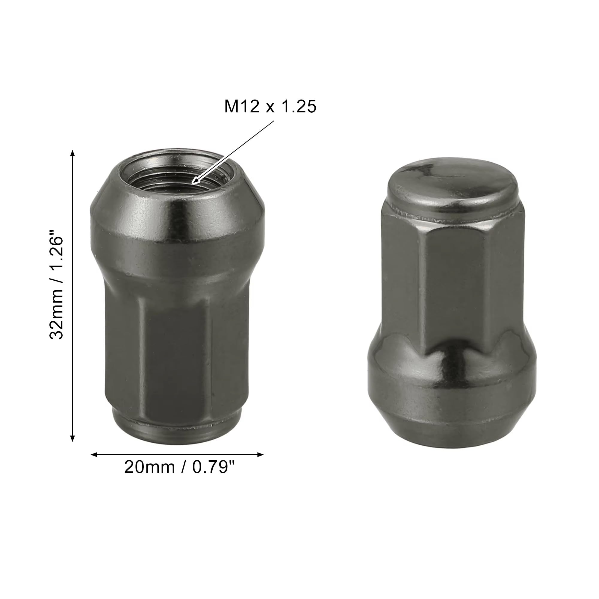 Tornillos de rueda Compatible con Cadillac Tuercas de rueda con asiento cónico extremo cerrado abultado bellota M12 x 1.25 hexagonales para llantas de coche