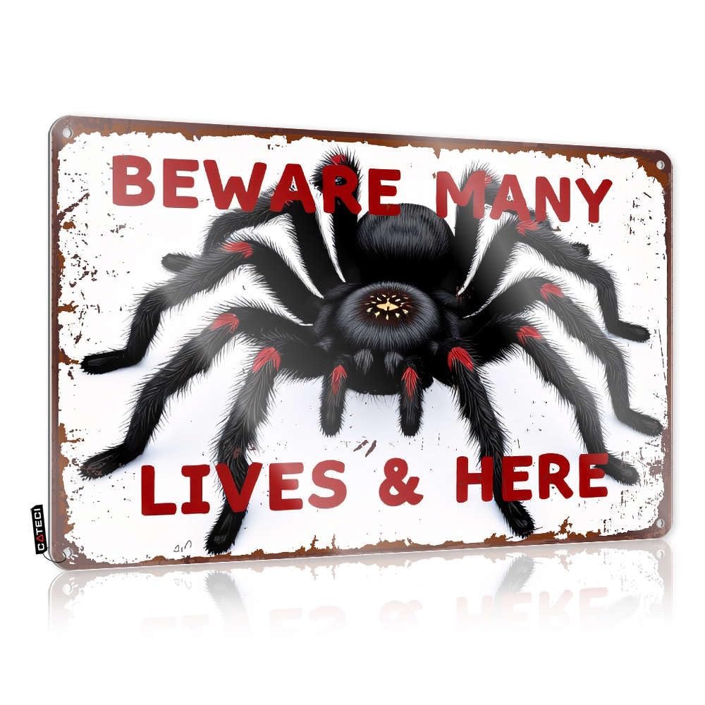 Funny Alcohol Signs Beware Many Lives & Here Tin Sign Outdoor Tin Sign Coffee Tin Sign(30X40CM)