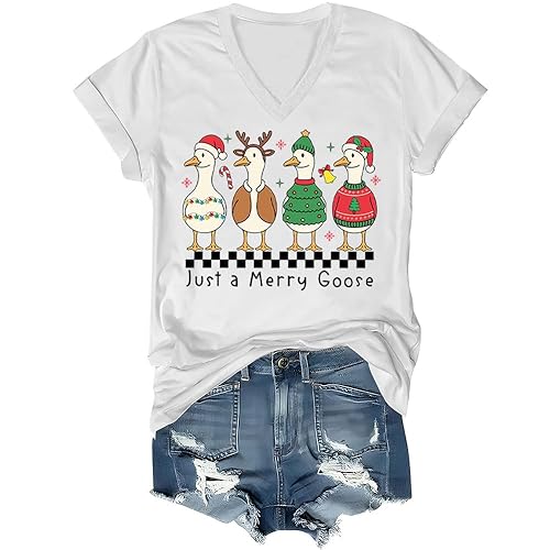 Just A Merry Goose Shirt, Just A Jolly Goose Shirt, Christmas Xmas Shirts for Women Man
