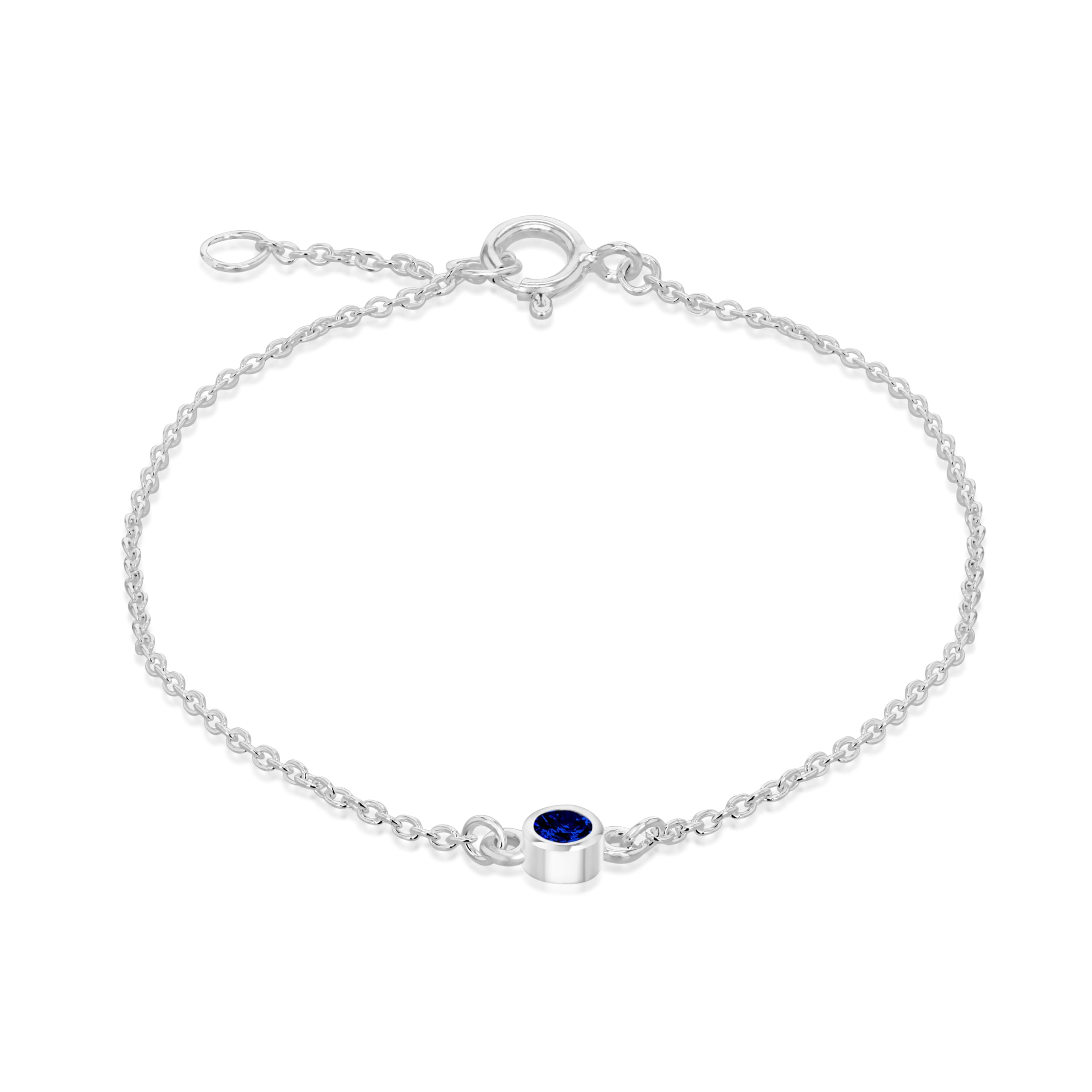Amazon Essentials Sterling Silver Blue CZ September Birthstone Adjustable Bracelet 16cm/6.25"-18cm/7"