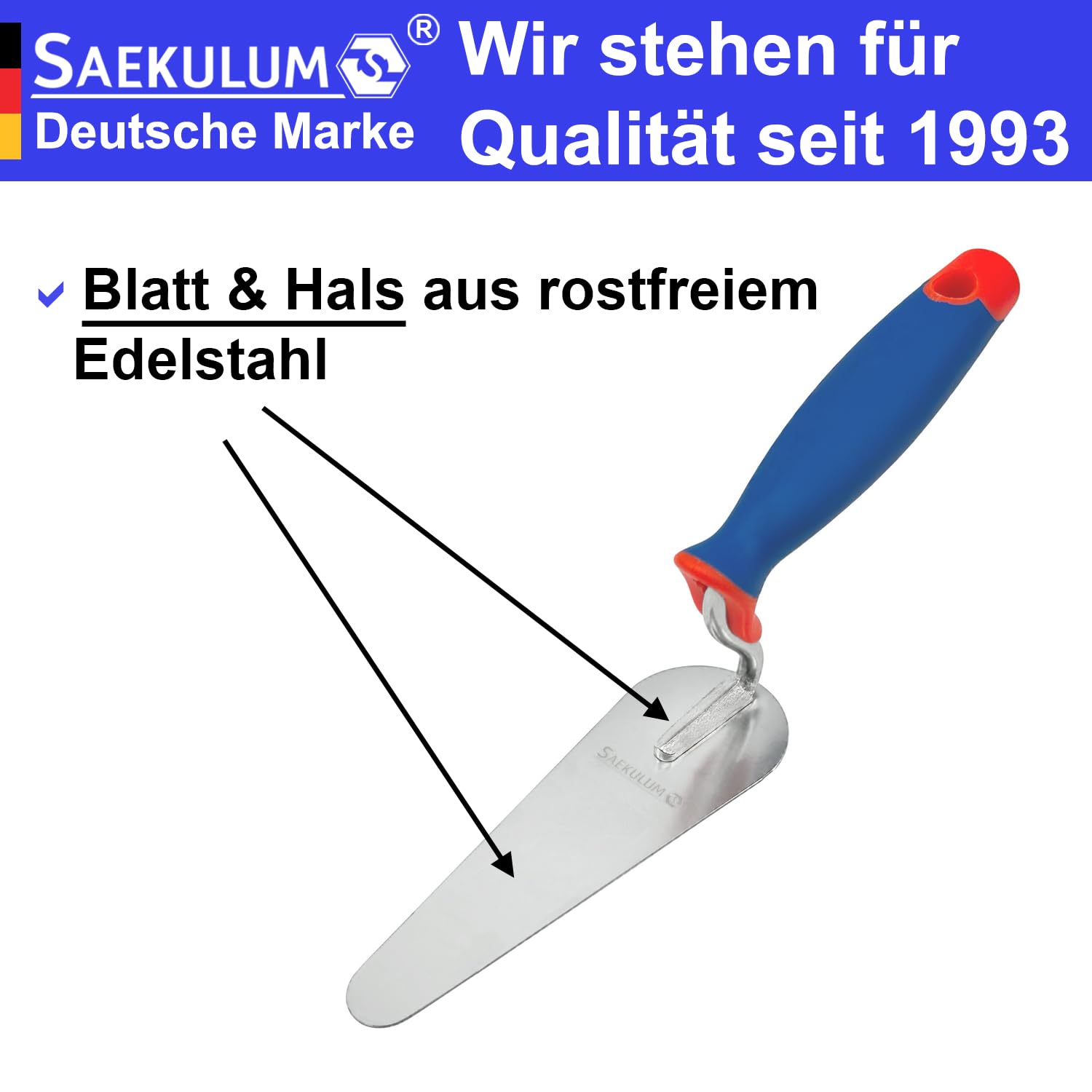 Kellen Set 8-tlg: Maurerkelle S-Hals (160mm und 180mm) + Gipserspachtel (60mm + 80mm + 100mm) + Putzkelle + Zungenkelle + Fugenkelle, Rostfreiem Edelstahl Kellen Gipserkellen Maurerwerkzeuge