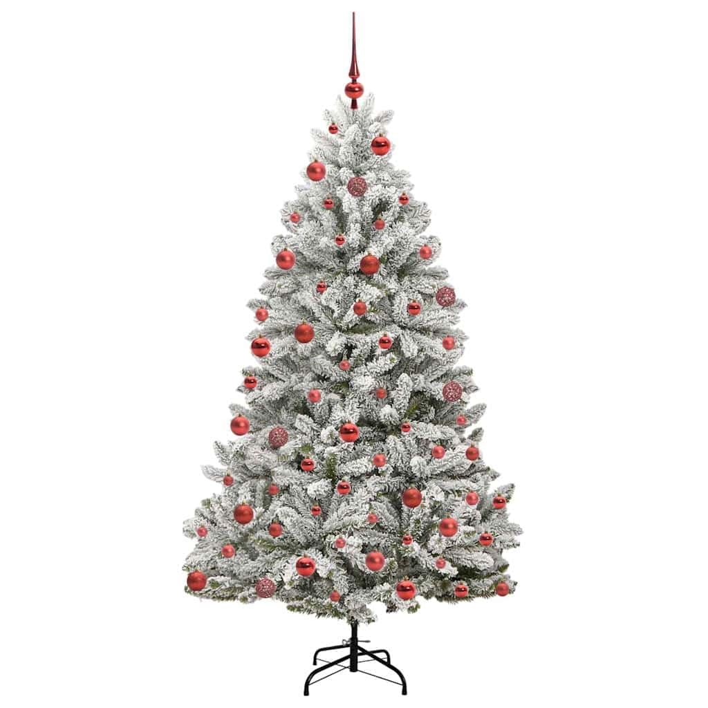 Sztuczna choinka 180 cm, zielono-biała, PCW, z 300 diodami LED i 8 trybami oświetlenia, nadaje się do świątecznych dekoracji wewnątrz i na zewnątrz