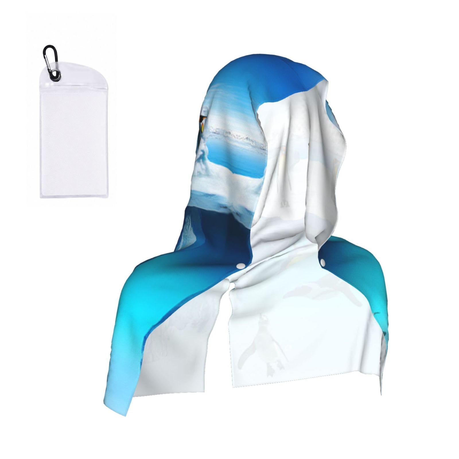 Esnaiuvcd Black Penguins Print Multifunctional Cooling Hoodie Bandana Portable Sweat Absorbing Design For Beach Workouts Exercise Heat Relief Accessories