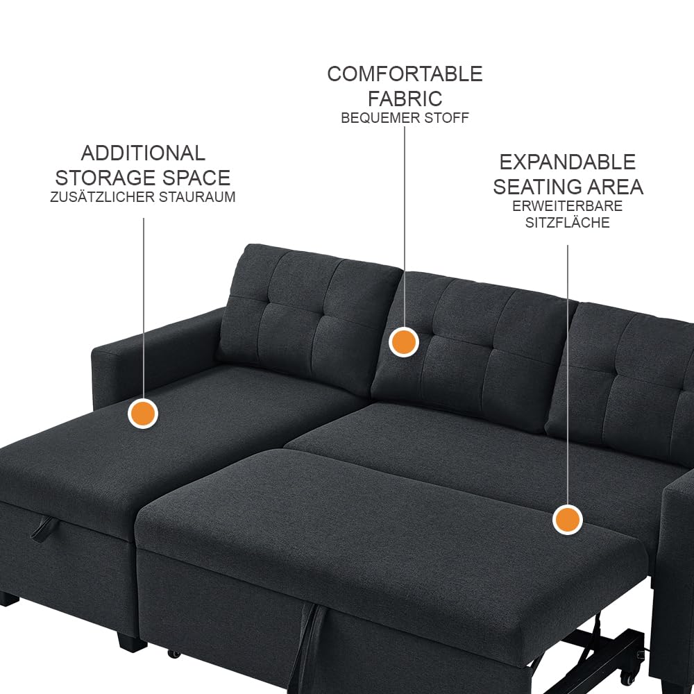 VitaliSpa Sofa L Form Campina, Anthrazit, 226 x 163 cm