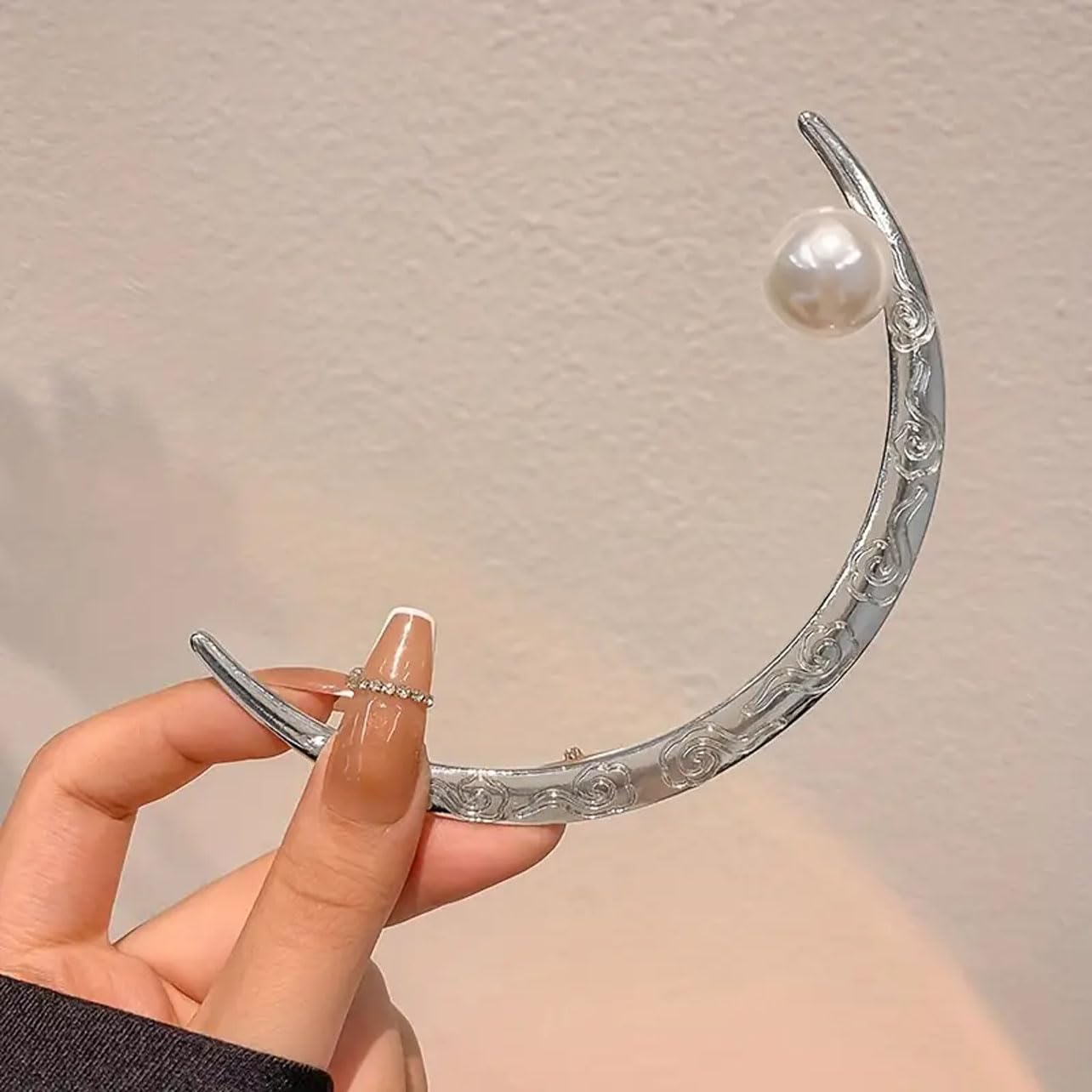 Moon Plate Hair Fork（silver） Buy Ashkash 1Pcs Vintage Crescent Moon Hair Fork Pearl Alloy Hair